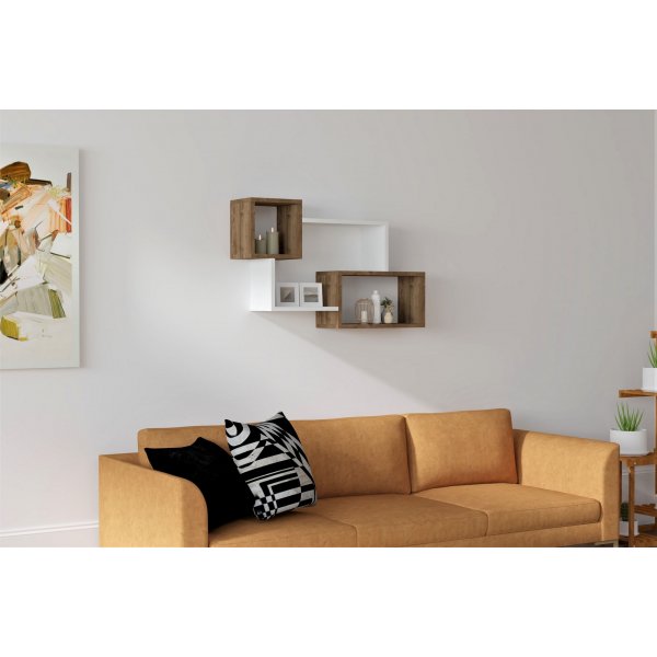 Afton vegghylle - Hvit/valnøtt Afton vegghylle - Hvit/valnøtt