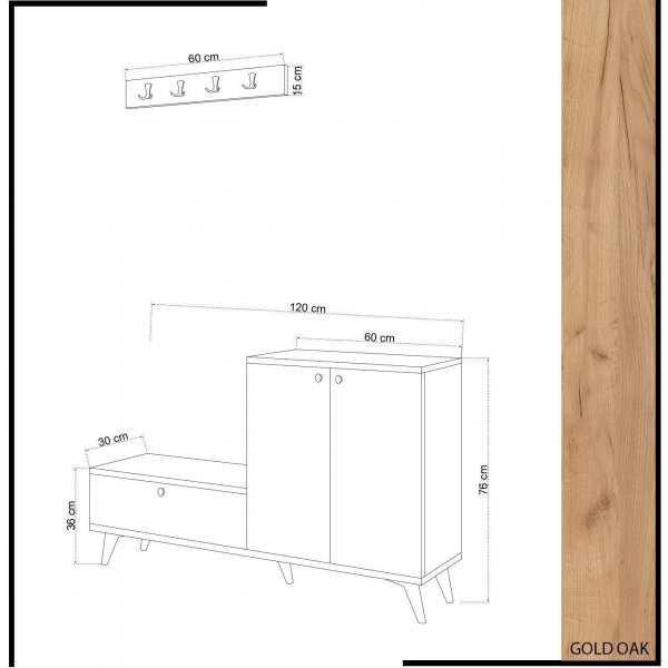Evelyn gangmøbel - Eik/hvit Evelyn gangmøbel - Eik/hvit