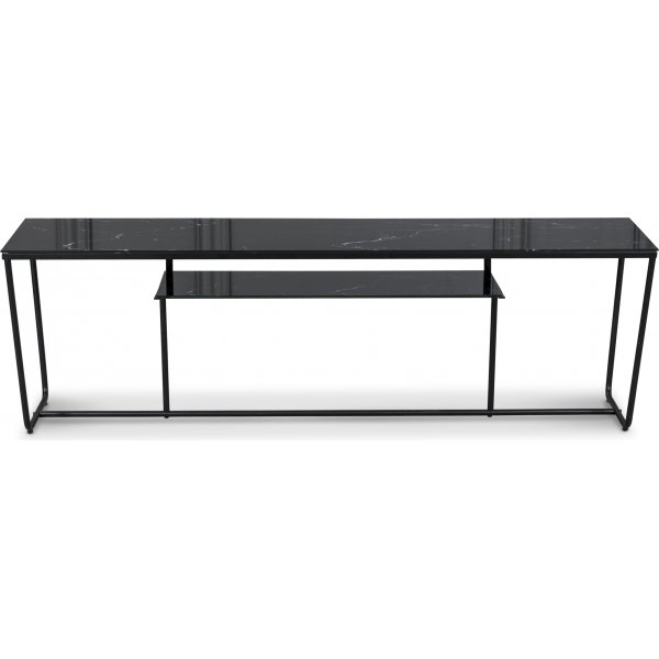 Stella multimediabenk - Sort marmorert glass / Sort matt understell