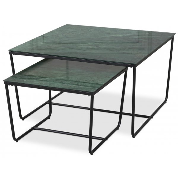 Stella Satsbord - Grnt marmorert glass / Svart understell