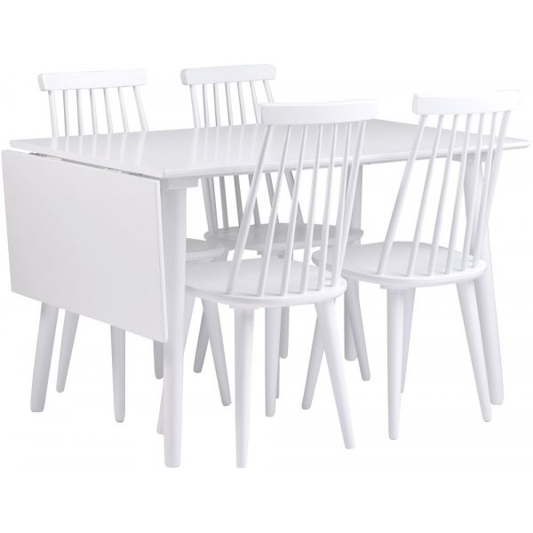 Dalsland klaffebord 120-165 cm - Hvit