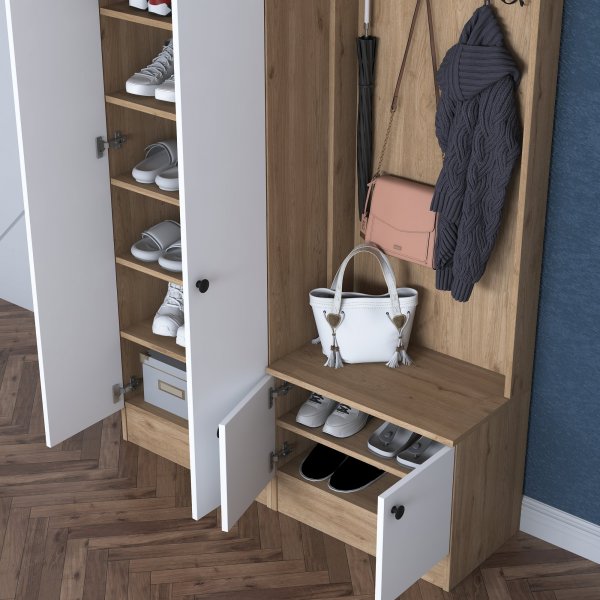 Mendy hallmøbler 120 cm - Valnøtt/hvit Mendy hallmøbler 120 cm - Valnøtt/hvit