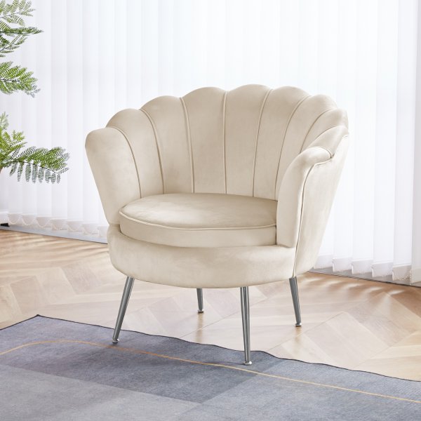 Musslan lenestol - Beige/krom