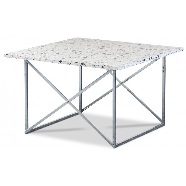 Terrazzo sofabord 75 x 75cm - Cosmos Terrazzo & understell cross krom Terrazzo sofabord 75 x 75cm - Cosmos Terrazzo & understell cross krom