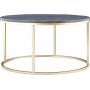 Accent sofabord rundt 85 - Gr marmor/messingfarget understell