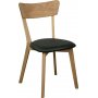 Spisegruppe Osaka 120-200 cm eik med 4 Amino-stoler i eik og svart ko-skinn