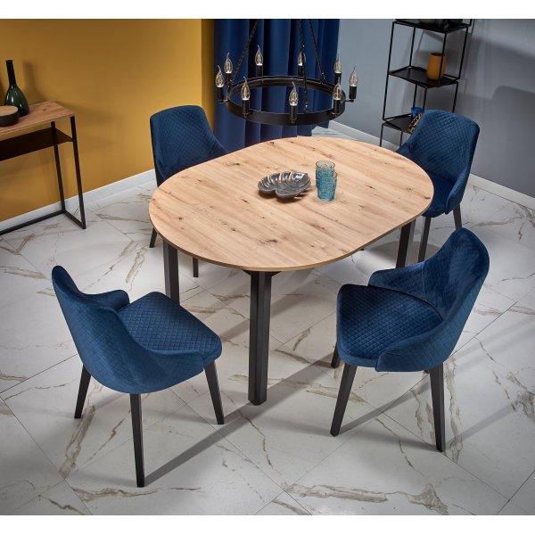 Spisebord 102-142 cm - Håndlaget eik/svart Spisebord 102-142 cm - Håndlaget eik/svart