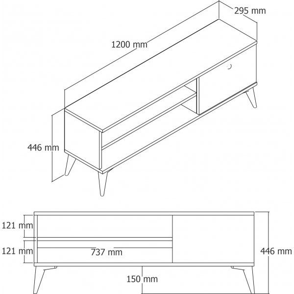 Retro mediebenk 120 - eik