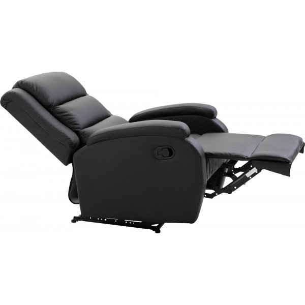 Benedict recliner lenestol med fotskammel - Svart PU + Flekkfjerner for mbler