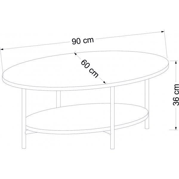 Elis salongbord 90 x 60 cm - Eik/hvit
