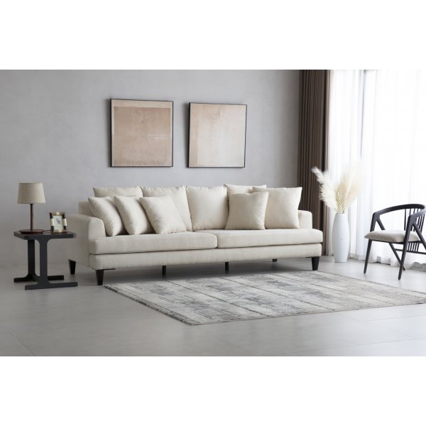Sofa beige 4-seter med løse puter - Remy Sofa beige 4-seter med løse puter - Remy