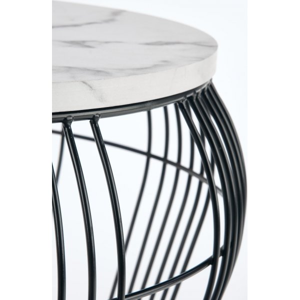 Grande salongbord Ø56 cm - Hvit marmor/svart Grande salongbord Ø56 cm - Hvit marmor/svart