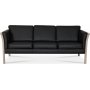 Pure 3-seters lrsofa - Svart (lr) / lyst tre + Flekkfjerner for mbler