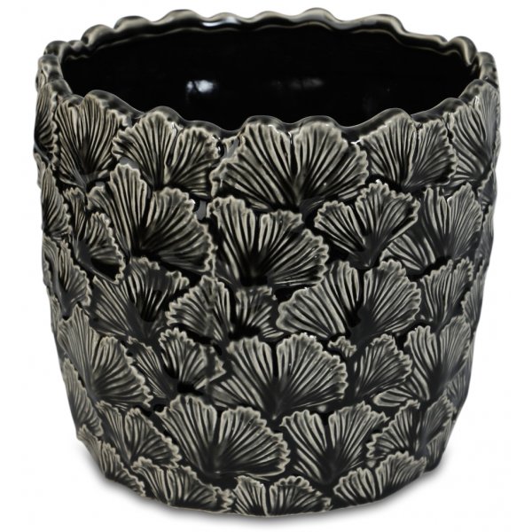 Krukke Ginkgo H19 cm - Svart
