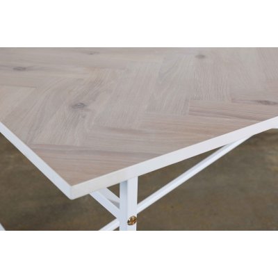 Crystal spisebord 200 cm (Fishbone) - Hvit / Whitewash + Mbelftter