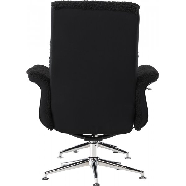 Hagn hvilestol med fotskammel - Sort / Krom + Tekstilrens for mbler