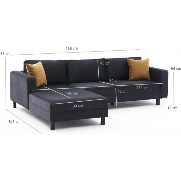 Grønnkål sofa venstre - Antrasitt fløyel Grønnkål sofa venstre - Antrasitt fløyel