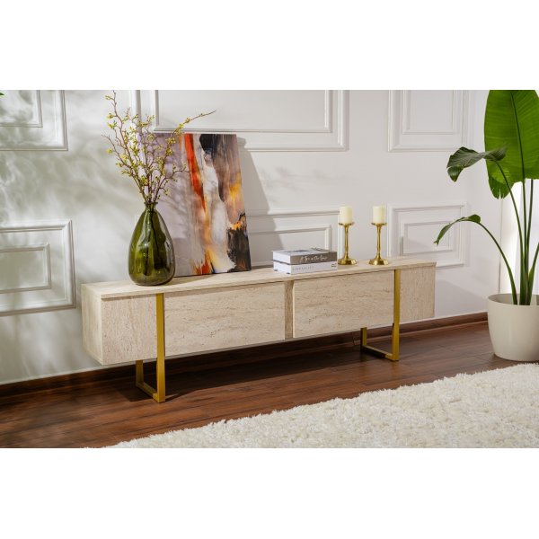 Serenity TV-stativ - Travertin/gull Serenity TV-stativ - Travertin/gull