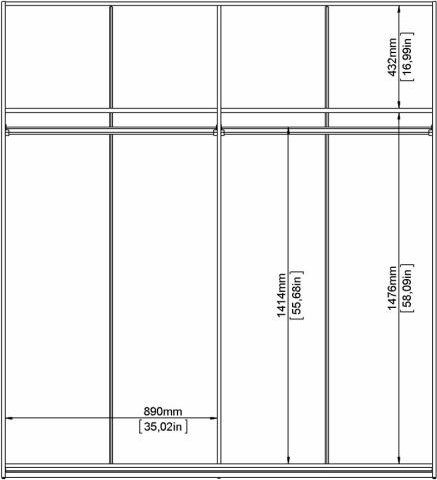 Verona garderobe med speildr - Sort