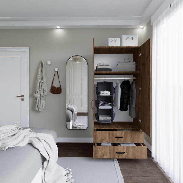 Yaman garderobeskap 80 x 47 x 182 cm - Furu Yaman garderobeskap 80 x 47 x 182 cm - Furu