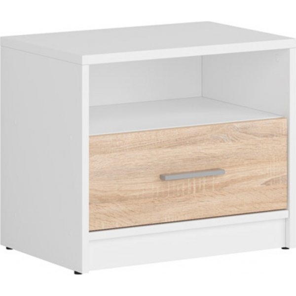 Nepo Plus nattbord - Hvit/lys eik