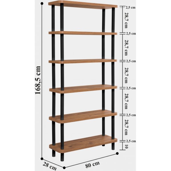Galda bokhylle - Sort/furu