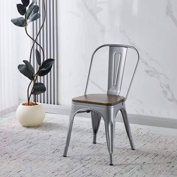 Iris metall spisestol med tresete Iris metall spisestol med tresete