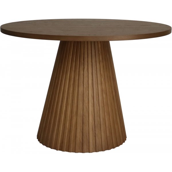 Cleo spisegruppe, rundt bord 110 cm, inkludert 4 stk. grå Orust pinnestoler - mørk eikefiner Cleo spisegruppe, rundt bord 110 cm, inkludert 4 stk. grå Orust pinnestoler - mørk eikefiner