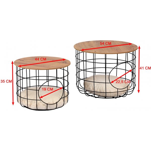 Cat sofabordsett - Furu/svart Cat sofabordsett - Furu/svart