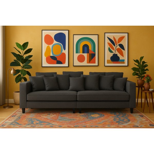 Brandy Lounge - 4-seters sofa XL (mrkegr) + Flekkfjerner for mbler