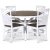 Skagen spisegruppe; rundt spisebord 120 cm - Hvit / brunoljet eik med 4 Skagenstoler (Kryss i ryggen) med brunoljet eikesete