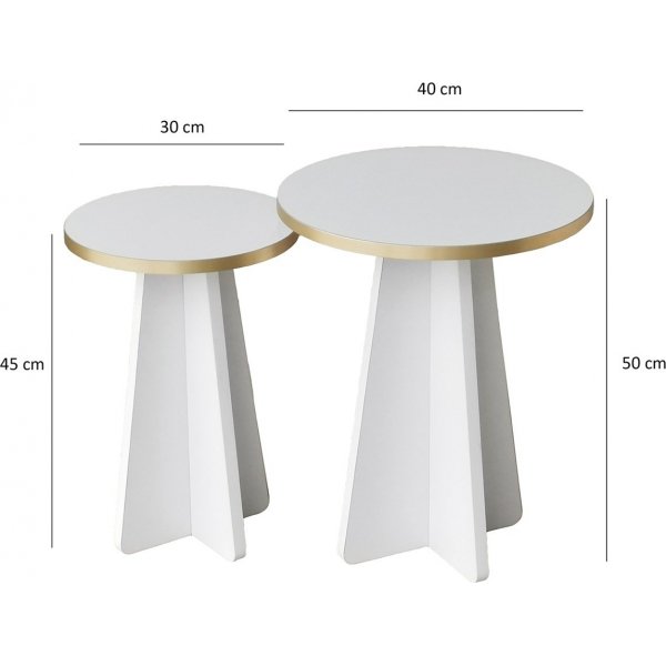 Sjampinjong sidebordsett Ø30/40 cm - Gull/hvit Sjampinjong sidebordsett Ø30/40 cm - Gull/hvit