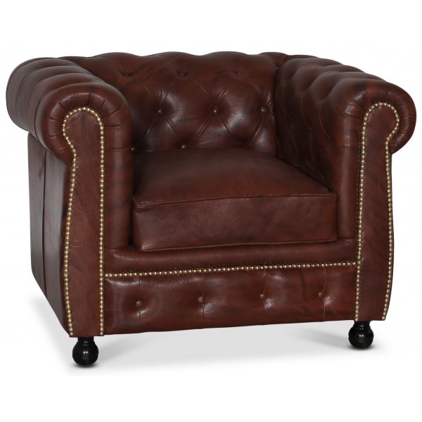 Chesterfield Old England lenestol - antikkbehandlet skinn