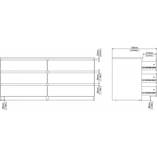 Naia kommode med 6 skuffer - Sort boks