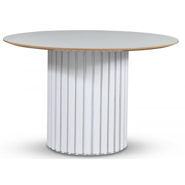 Empire spisebord - Perstorp lys laminat 118 cm / Hvit lamell trefot