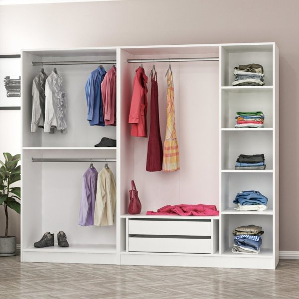 Rizada garderobe 225x52x190 cm - Hvit