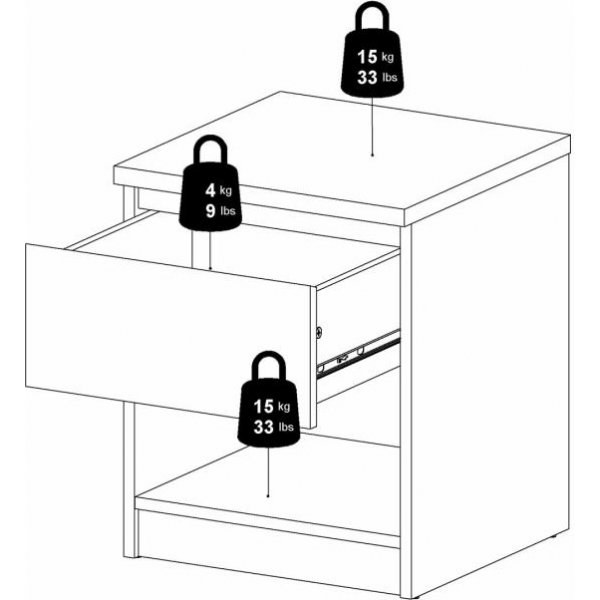 Naia nattbord 1 - Betong/hvit