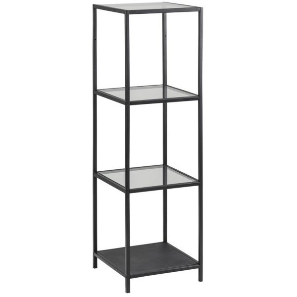 Lincoln hylle - Svart/glass - 4 hyller