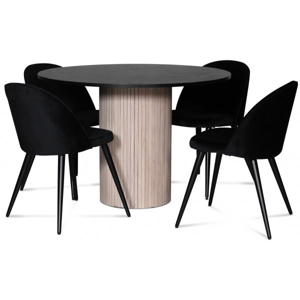 Decibel rundt spisebord 110 cm - Hvitvask / svartbeiset eik