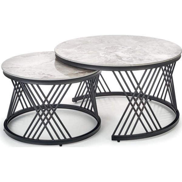 Flamingo salongbord Ø60 cm - Grå marmor/svart Flamingo salongbord Ø60 cm - Grå marmor/svart