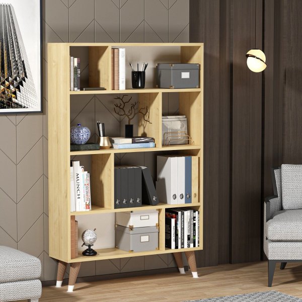 Harby bokhylle - Hvit/eik