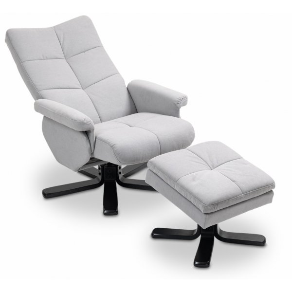 Duva recliner lenestol med fotskammel - Grtt stoff