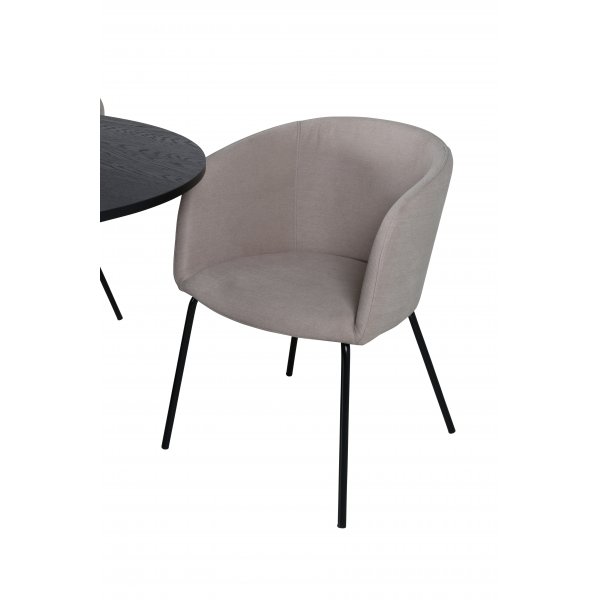 Bianca Spisesett rundt sort spisebord med 4 Berit beige stoler Bianca Spisesett rundt sort spisebord med 4 Berit beige stoler