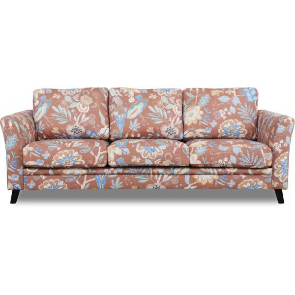 Eker 3-seters sofa i blomsterstoff - Eden Parrot Terracotta