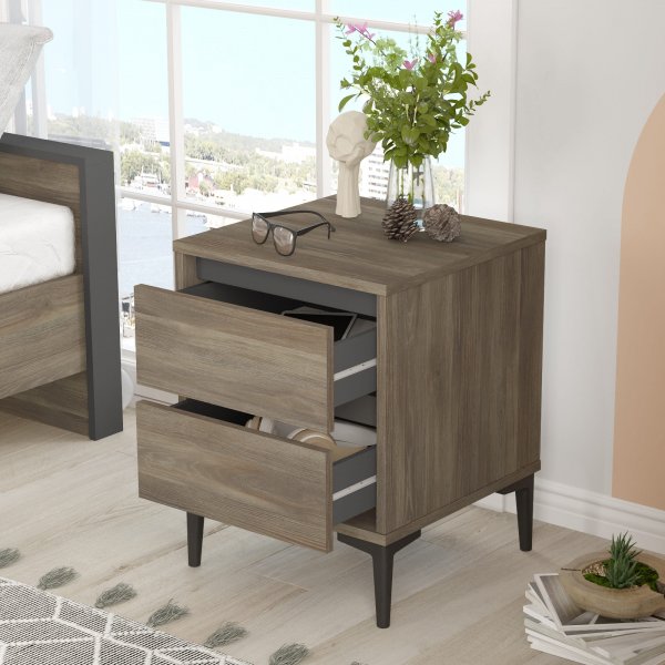 Aristo nattbord - brun/antrasitt