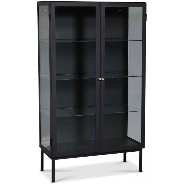 Cliff vitrineskap i metall (highboard) - Svart / Klarglass Cliff vitrineskap i metall (highboard) - Svart / Klarglass