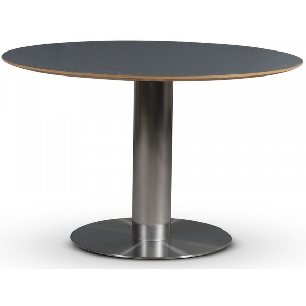 SOHO spisebord 118 cm - Brstet aluminium / Perstorp mrkegr virrvarr