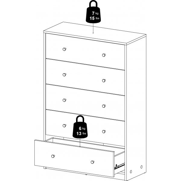 mai kommode med 5 skuffer - Hickory mai kommode med 5 skuffer - Hickory